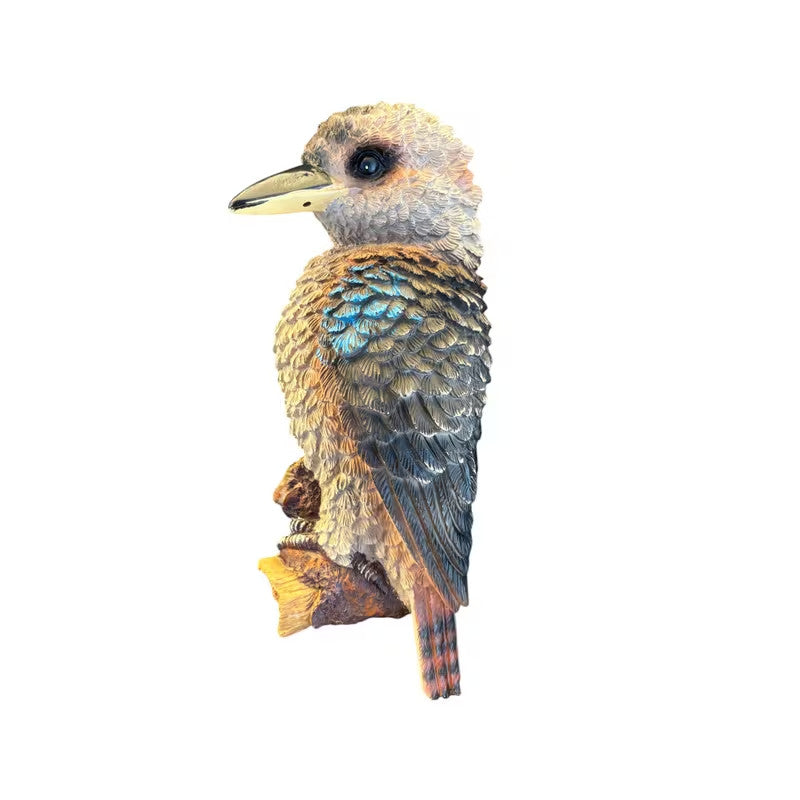 22nice4me Garden Statues resin hanging kookaburra ornament with realistic brown, cream, and blue feather textures.