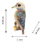 22nice4me Garden Statues resin hanging kookaburra ornament with realistic brown, cream, and blue feather textures.