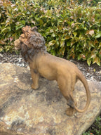 22nice4me Garden Statues resin lion ornament with textured mane and realistic brown finish standing on a stone rock
