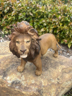 22nice4me Garden Statues resin lion ornament with detailed mane and textured fur standing on a stone in a garden