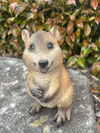 22nice4me Garden Statues resin quokka ornament with realistic brown fur and a cheerful expression in a garden setting.