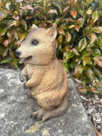 22nice4me Garden Statues resin quokka ornament with textured brown fur sitting on a stone in a garden setting