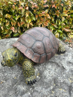 22nice4me Garden Statues resin tortoise ornament with a textured green and gold body and reddish-brown patterned shell