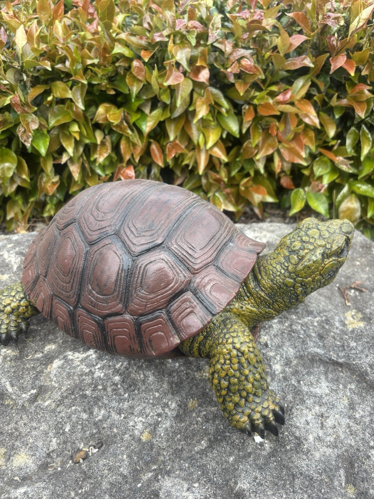 22nice4me Garden Statues resin tortoise ornament with a textured green body and reddish-brown patterned shell