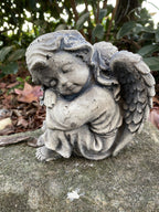 22nice4me Garden Statues sleeping angel memorial ornament made of hand-painted concrete with a matte finish