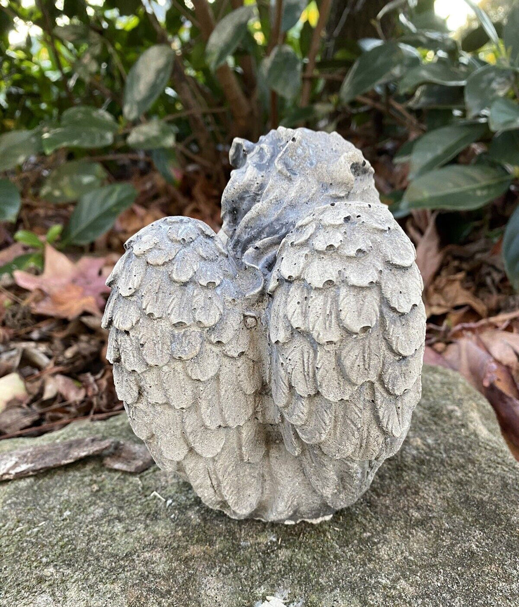 22nice4me Garden Statues sleeping angel memorial ornament in concrete with detailed feathered wings