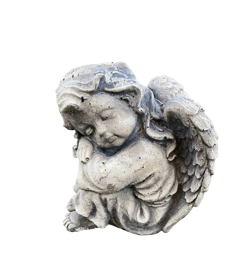 22nice4me Garden Statues sleeping angel memorial ornament in hand-painted concrete with a matte finish
