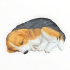 22nice4me Garden Statues resin sleeping Beagle dog ornament with realistic tan, white, and black fur details.