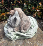 22nice4me Garden Statues concrete sleeping puppy and kitten ornament with detailed fur and green textured base