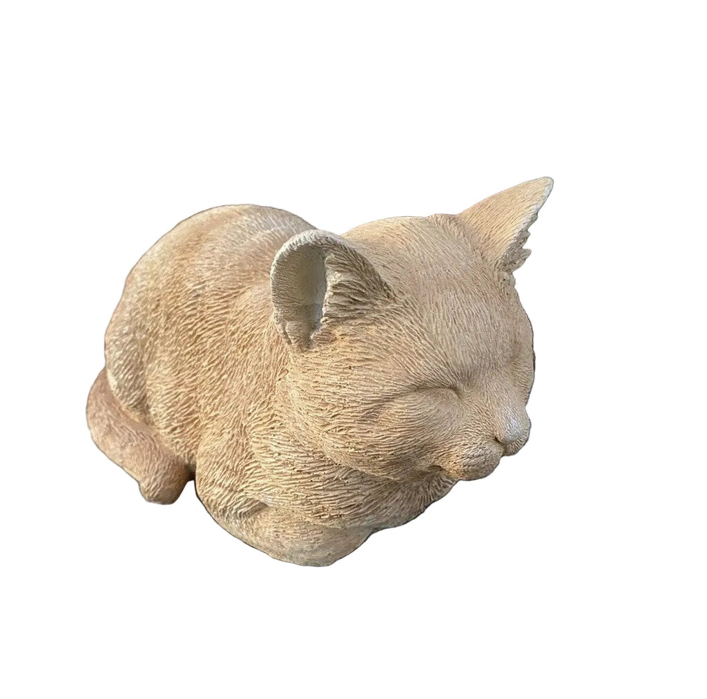 22nice4me Garden Statues ginger tabby cat memorial statue made of concrete, sleeping kitten garden ornament