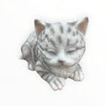 22nice4me Garden Statues resin sleeping grey tabby cat ornament with textured fur and peaceful curled-up pose