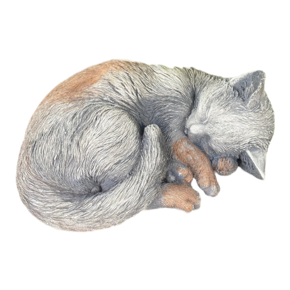 22nice4me Garden Statues sleeping kitten memorial statue in grey concrete with hand-painted antique finish