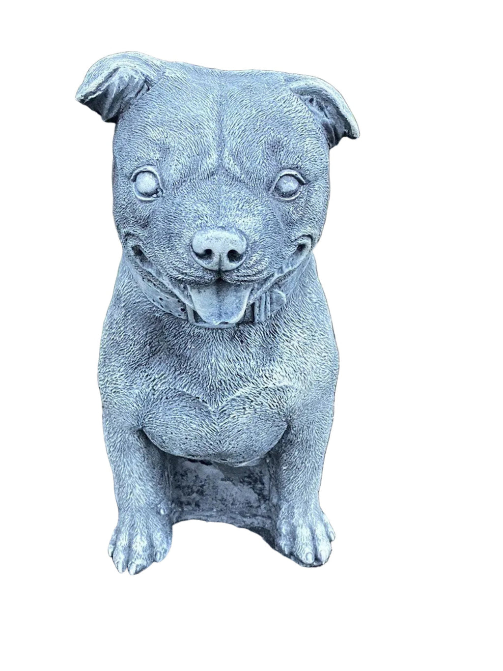 22nice4me Garden Statues medium concrete Staffordshire Bull Terrier dog ornament with detailed fur and collar