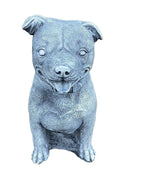 22nice4me Garden Statues medium concrete Staffordshire Bull Terrier dog ornament with detailed fur and collar