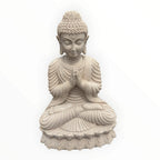 22nice4me Garden Statues resin Thai Buddha in a praying pose with a natural stone-look beige finish.