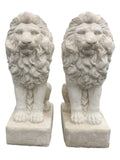 22nice4me Garden Statues pair of white concrete guardian lion statues in a sitting pose for outdoor garden decor
