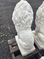 22nice4me Garden Statues pair of white concrete sitting guardian lion statues for outdoor garden decor