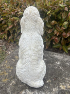 22nice4me Garden Statues white resin poodle dog ornament with detailed fur texture seen from the back in a garden