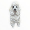 22nice4me Garden Statues white resin poodle dog ornament with detailed sculpted fur in a classic sitting pose