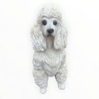 22nice4me Garden Statues white resin poodle dog ornament with detailed sculpted fur in a classic sitting pose