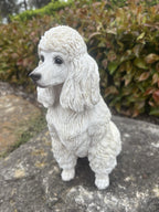 22nice4me Garden Statues white resin poodle dog ornament with textured fur in a sitting pose for outdoor decor