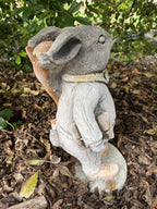 22nice4me Garden Statues Willow Father Rabbit concrete garden ornament wearing a cardigan and carrying a bag