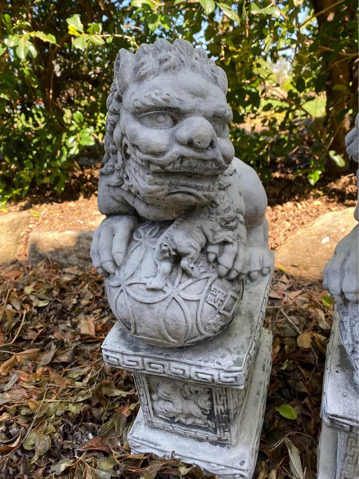 Concrete Foo Dogs Garden Statues – Fu Lion Guardian Ornaments Outdoor Decor Australia
