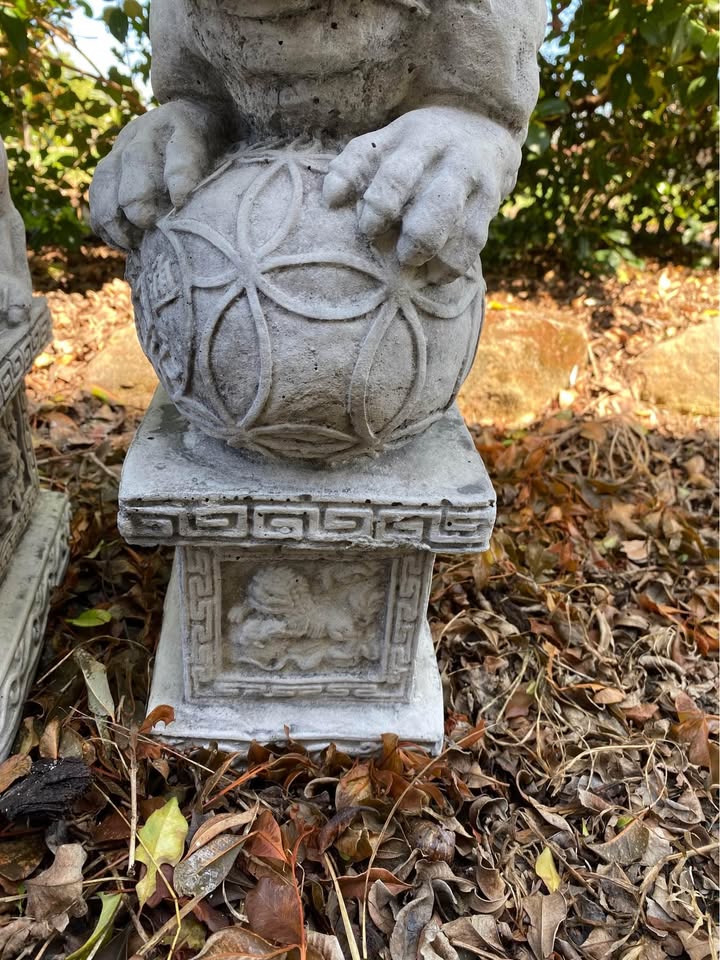 Concrete Foo Dogs Garden Statues – Fu Lion Guardian Ornaments Outdoor Decor Australia