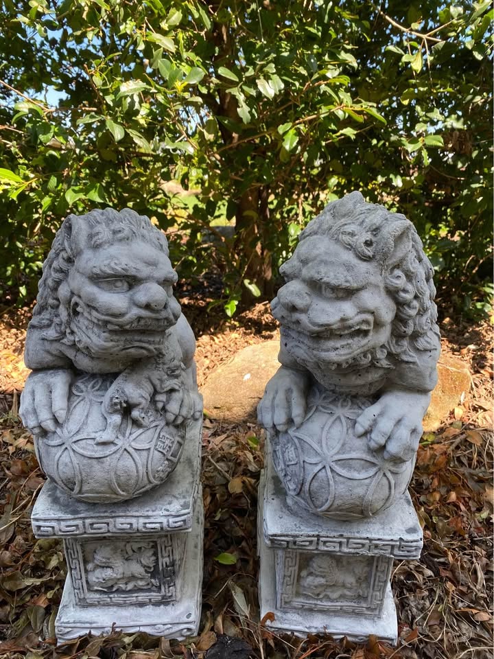 Concrete Foo Dogs Garden Statues – Fu Lion Guardian Ornaments Outdoor Decor Australia