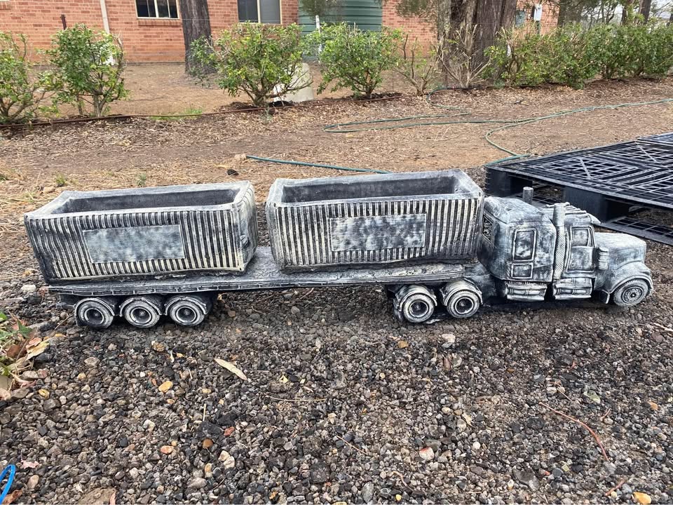 Truck and Shipping Container Statue Ornament - Pick up only