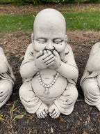 Set of 3 Concrete Buddha Statues Hear Speak See No Evil – Garden Ornament Outdoor Decor Australia