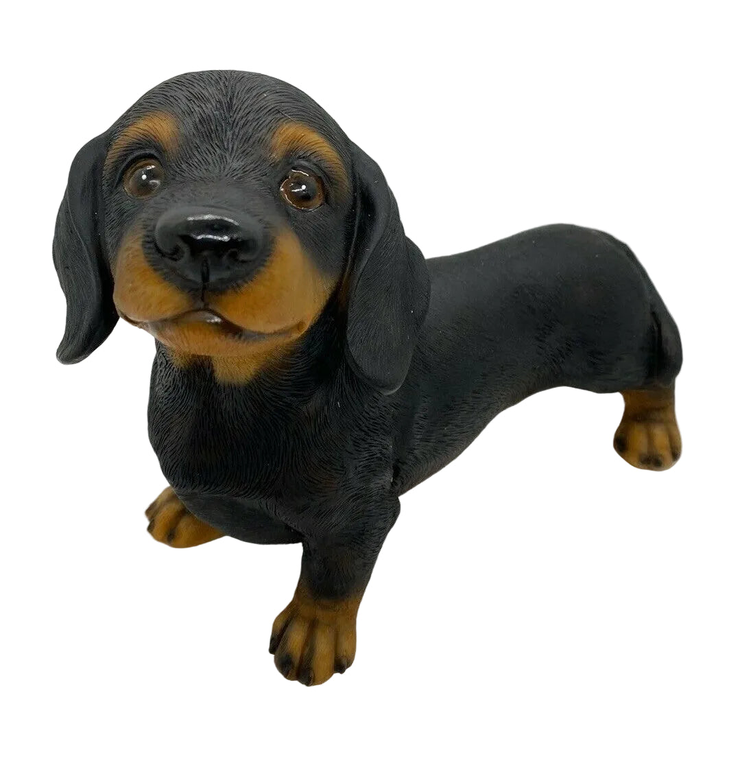 DACHSHUND SAUSAGE DOG MEMORIAL PUPPY ANIMAL GARDEN ORNAMENT BLACK 22cm