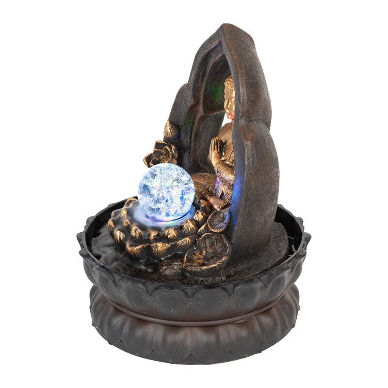 BUDDHA GOLD THAI GILT WATER FEATURE FOUNTAIN INDOOR OUTDOOR BENCH TOP HOME DECOR