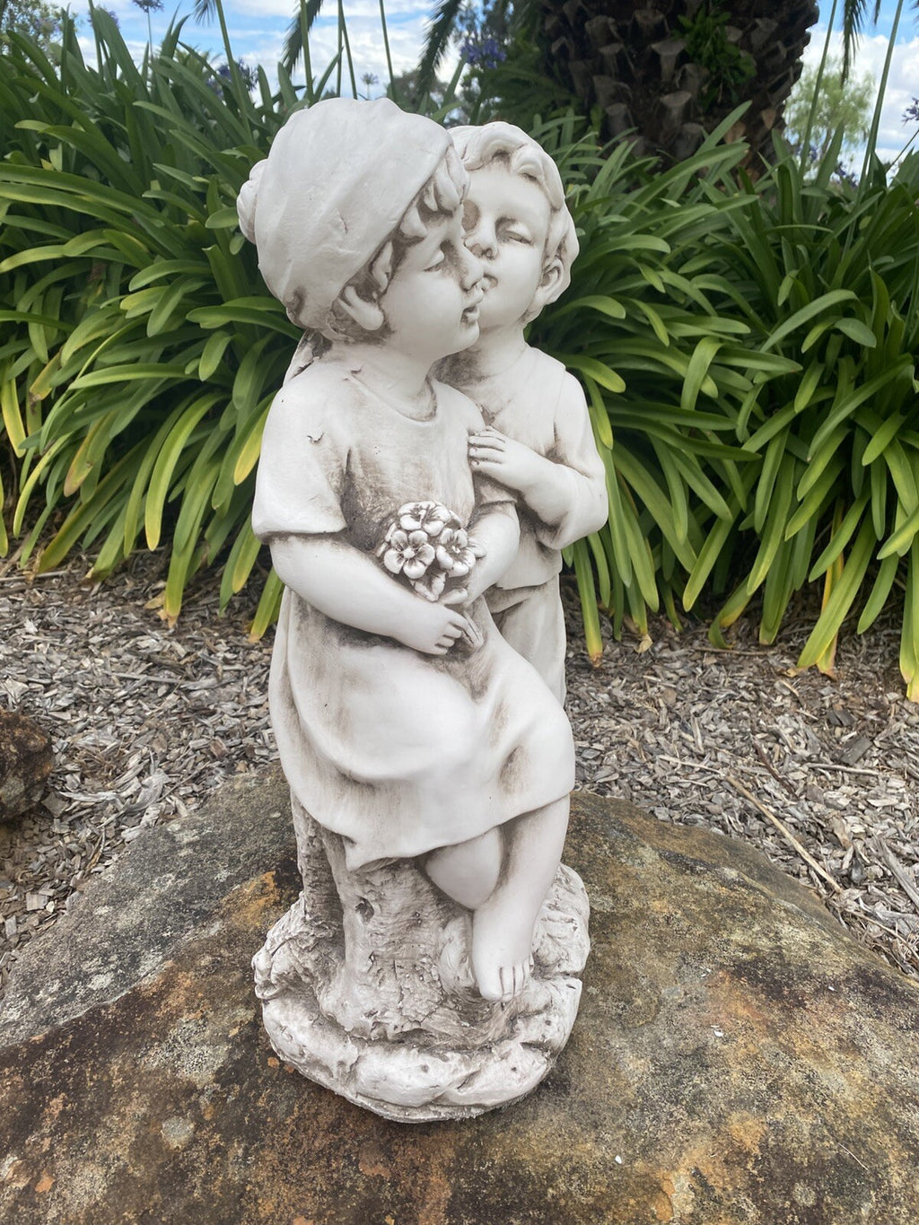 Boy And Girl Sharing A Kiss Garden Statue