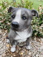 BLUE STAFFORDSHIRE -STAFFY PUPPY DOG ANIMAL GARDEN STATUE ORNAMENT FIGURINE