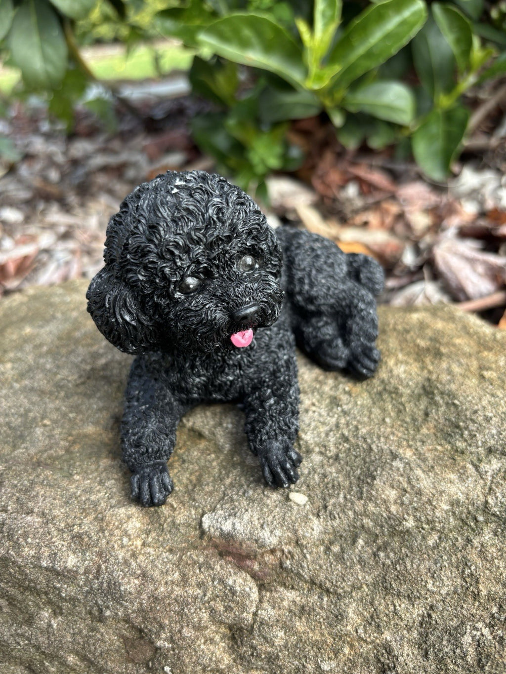 CAVOODLE SPOODLE POODLE STATUE BLACK PUPPY DOG ANIMAL GARDEN ORNAMENT SCULPTURE