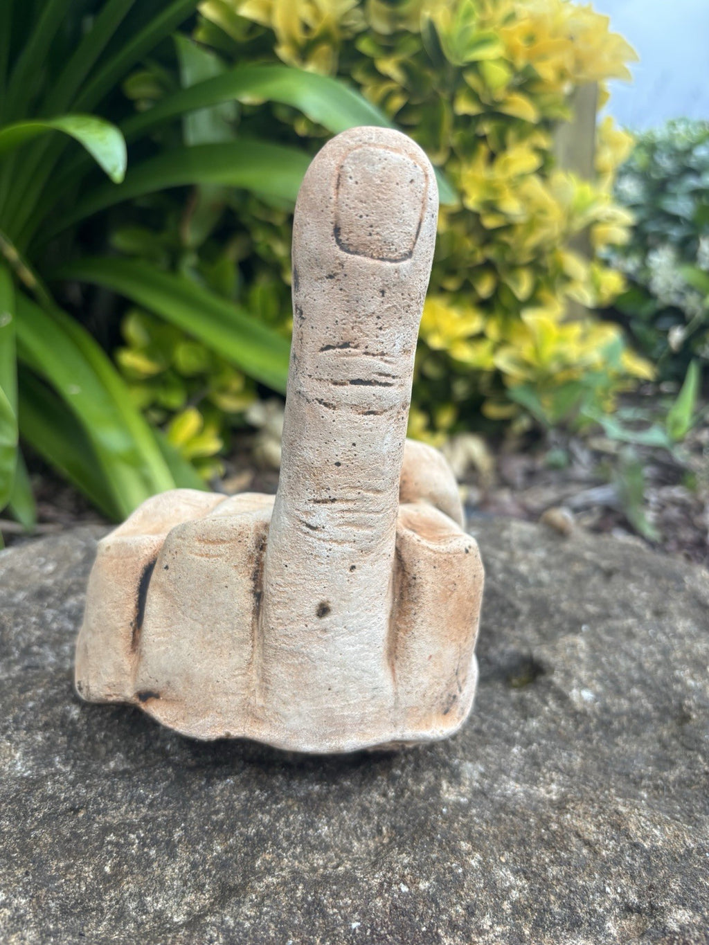 Finger Up Concrete Garden Statue Ornament Figurine 15 cm high