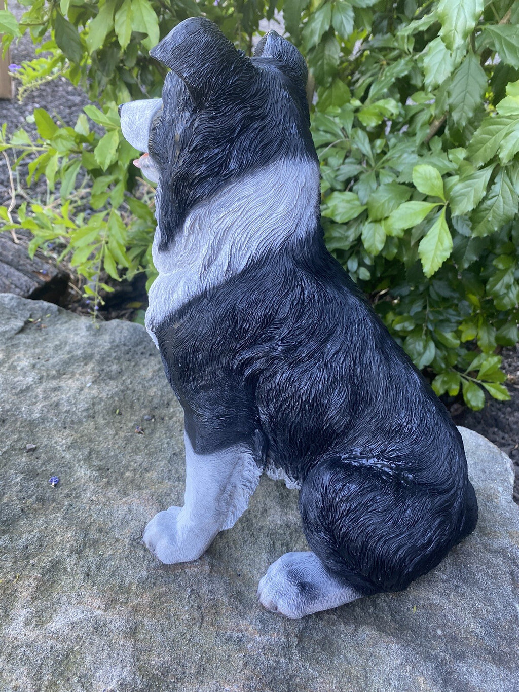 Border Collie Sitting Statue Working Sheepdog Ornament Memorial Home Decor 36CM