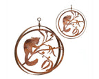 Possum Garden Décor  Round Rust Corten Steel Metal Hanging Double Ring 34cm