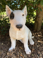 BULL TERRIER SITTING DOG ANIMAL GARDEN STATUE ORNAMENT FIGURINE LARGE