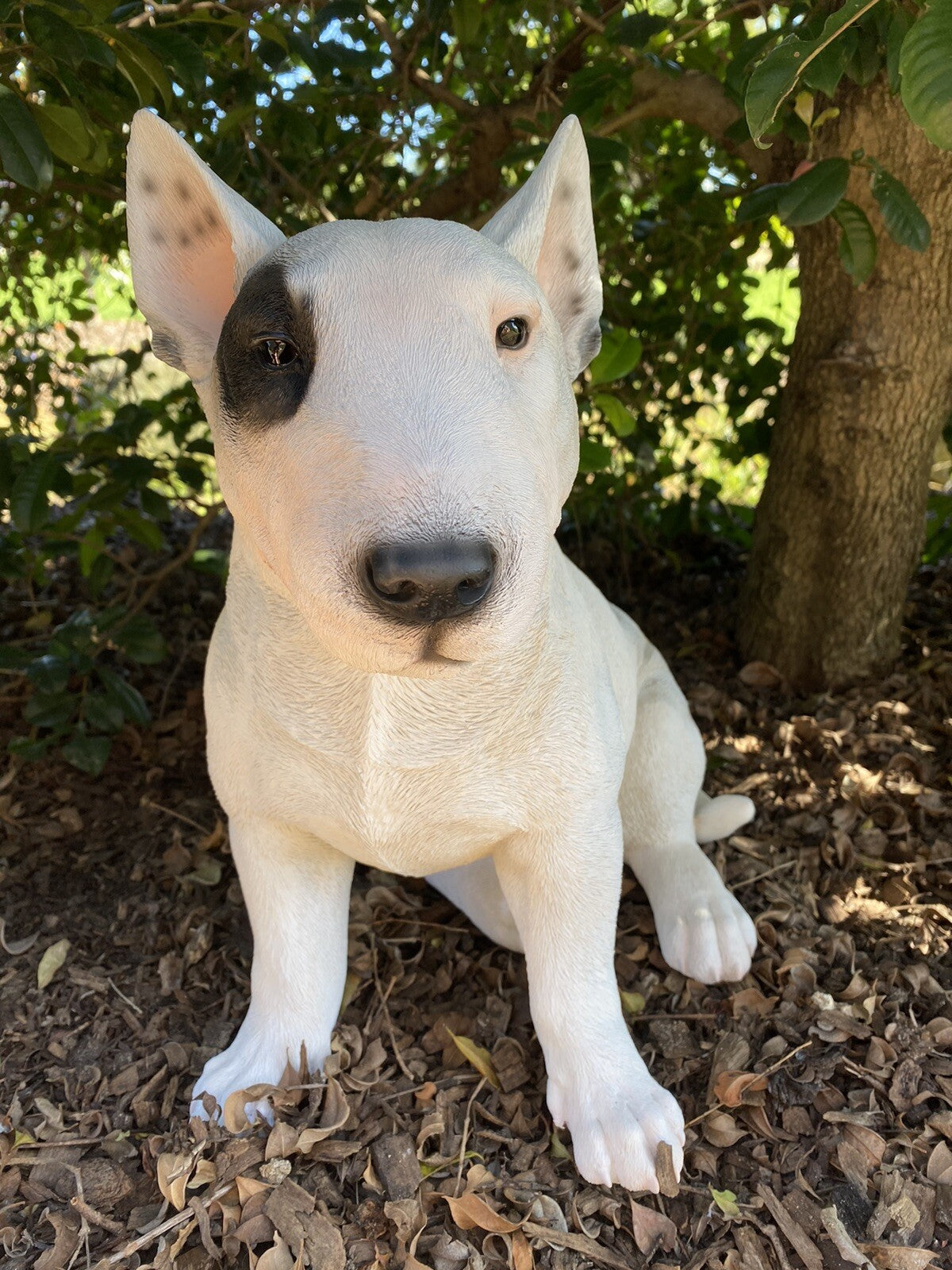BULL TERRIER SITTING DOG ANIMAL GARDEN STATUE ORNAMENT FIGURINE LARGE