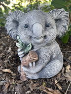 Koala With Leaves Statue Ornament Animal Concrete Cement Garden Australian Made
