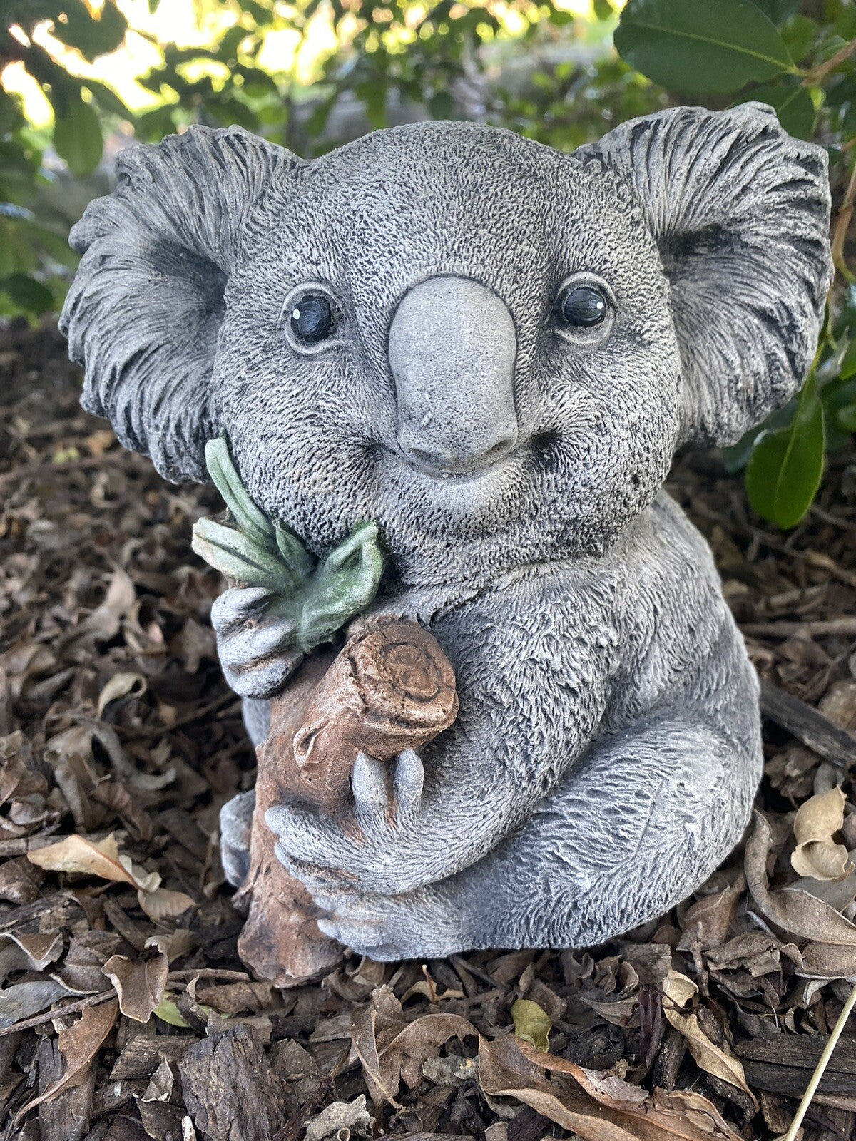 Koala With Leaves Statue Ornament Animal Concrete Cement Garden Australian Made