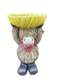 Highland Cow Bird Feeder | Outdoor Garden Bird Bath & Feeder Ornament