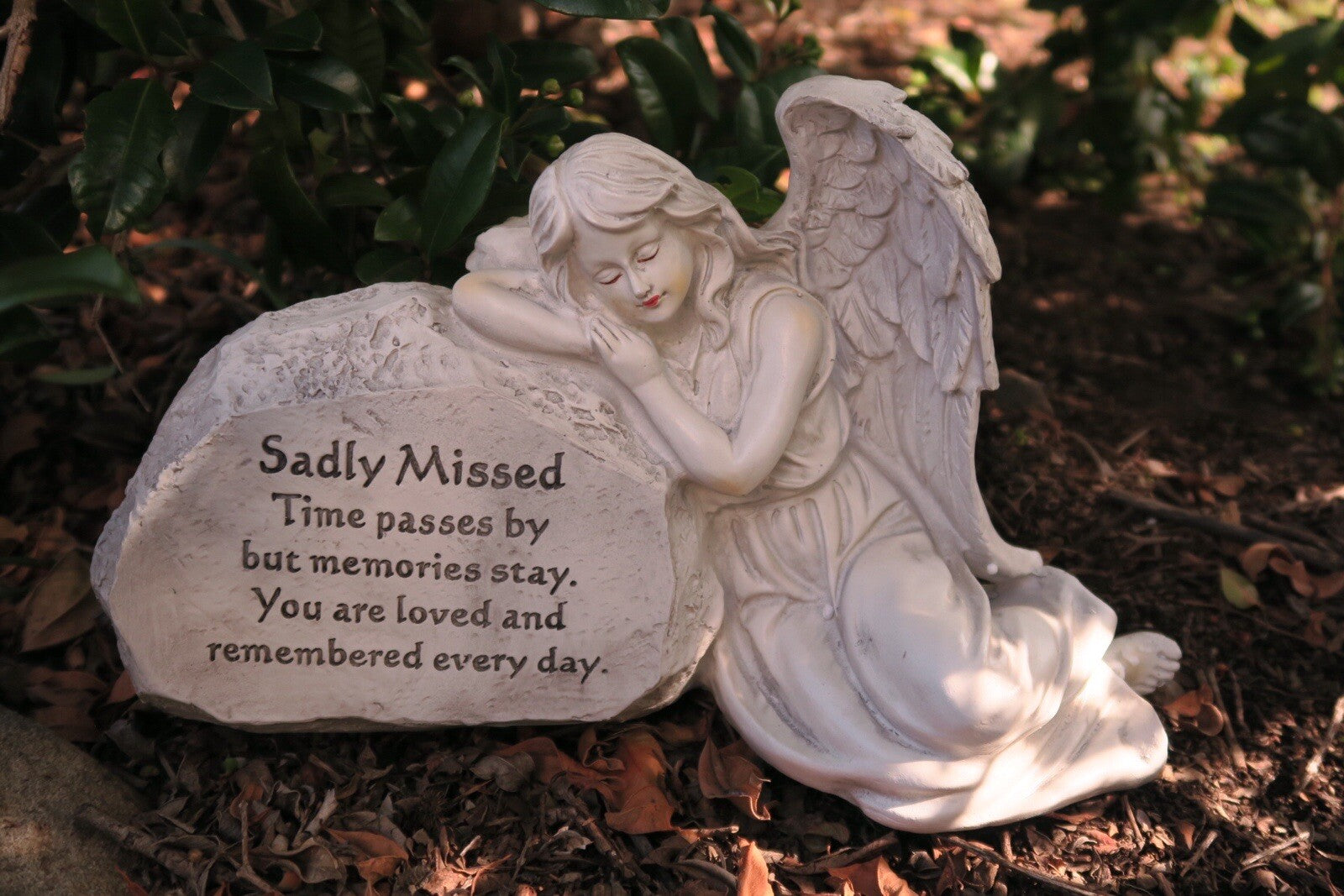 ❤️~Sadly Missed GUARDIAN ANGEL Memorial Statue Cemetery Plaque Figurine 30cms~❤️