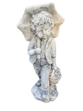 Boy Holding Umbrella Garden Statue - Pickup only