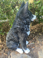 Border Collie Sitting Statue Working Sheepdog Ornament Memorial Home Decor 45 CM
