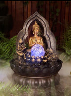 BUDDHA GOLD THAI GILT WATER FEATURE FOUNTAIN INDOOR OUTDOOR BENCH TOP HOME DECOR