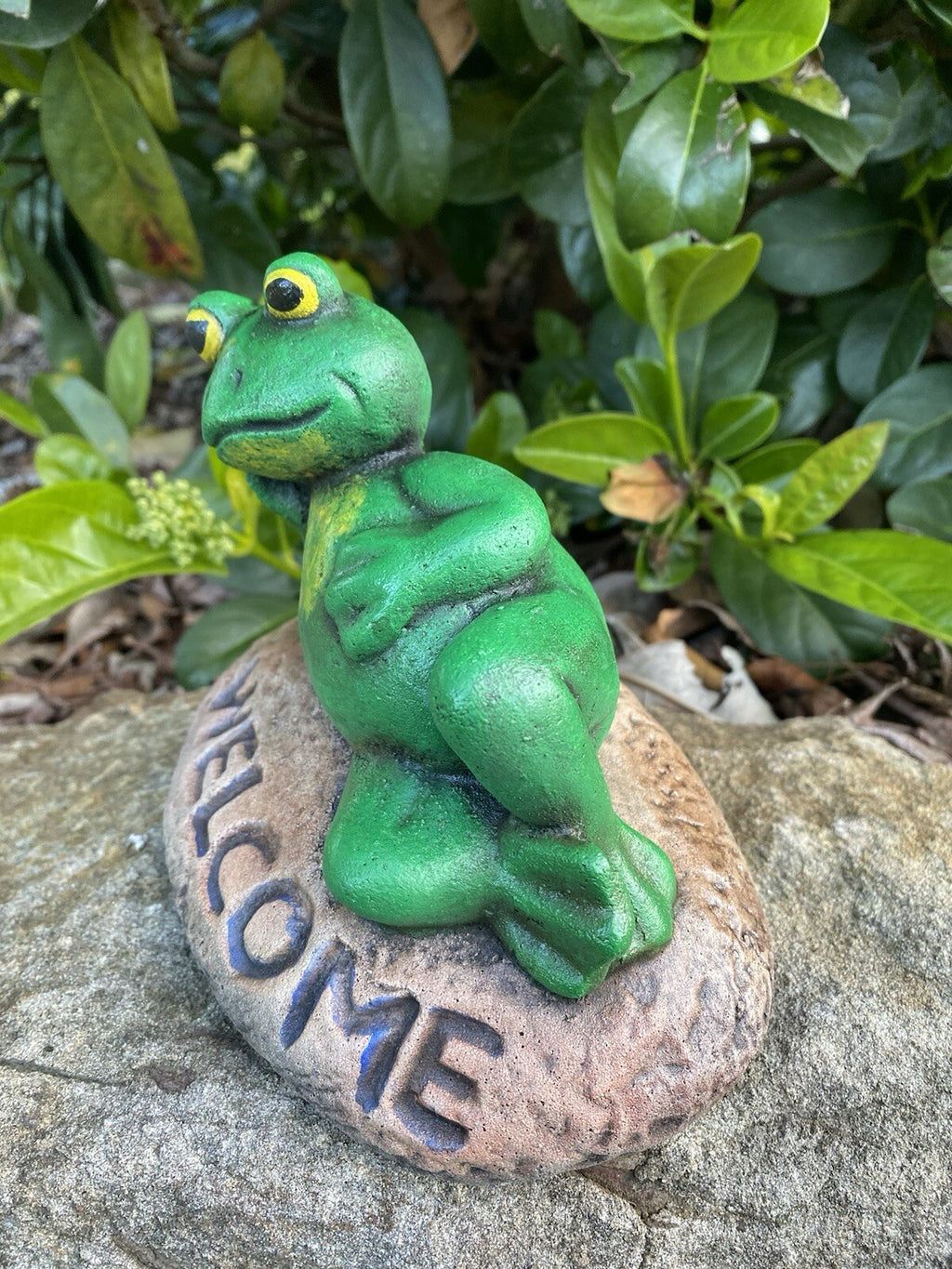 Green Tree Frog Welcome  Animal Concrete Cement Garden Statue Australian Made