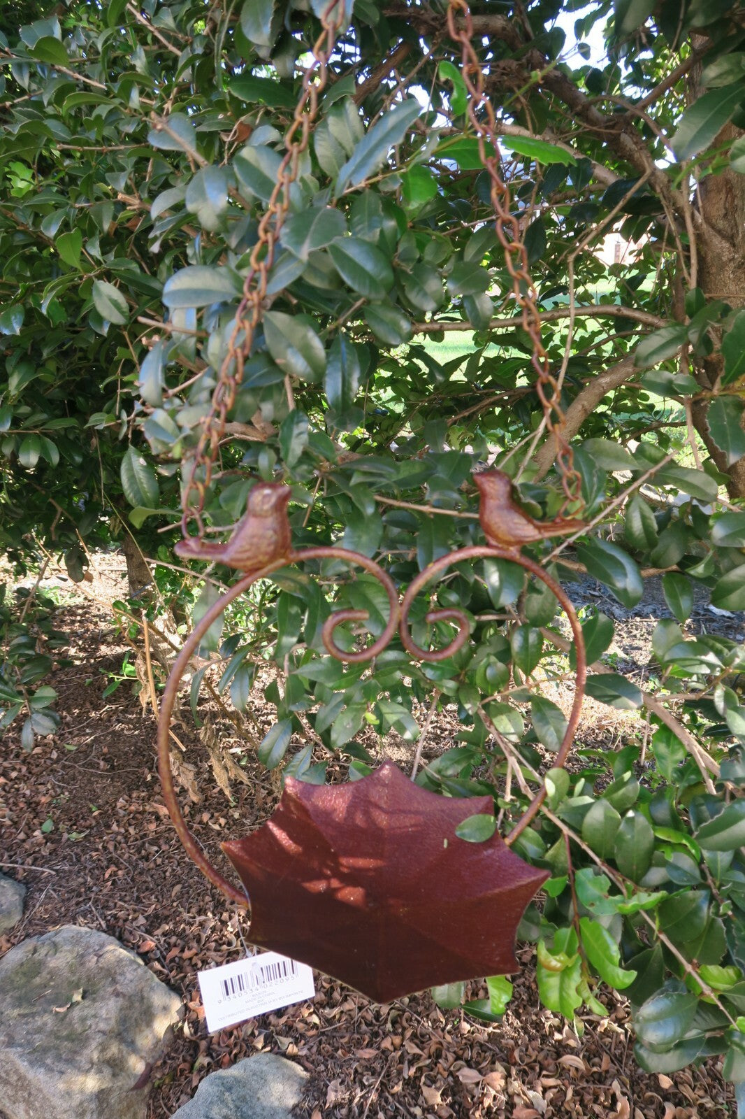 Wild Bird Feeder With Two Birds Native Garden Outdoor Metal Hanging Design Silve